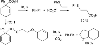Graphical abstract: Preparation of 1-phenylcyclohexa-2,5-diene-1-carboxylates and their use in free-radical mediated syntheses