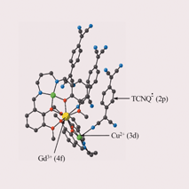 Graphical abstract: The first coordination compound containing three different types of spin carriers: 2p–3d–4f (TCNQ˙−, Cu2+ and Gd3+)
