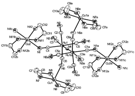 Graphical abstract: 1-D polymer containing the [Ru–N–Ru] μ-nitrido moiety: crystal structure and magnetic properties of {[Cu(en)2]3[Ru2N(CN)10]·ClO4}n (en = 1,2-diaminoethane)