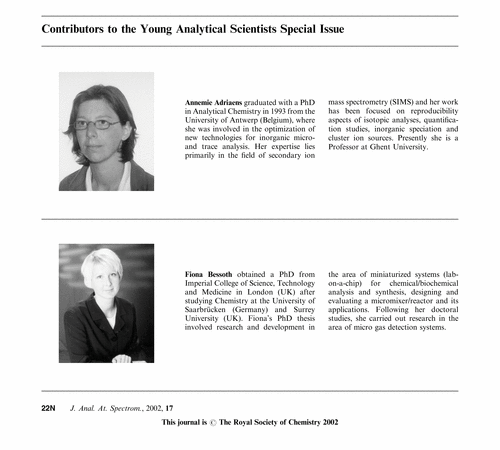 Contributors to the Young Analytical Scientists Special Issue