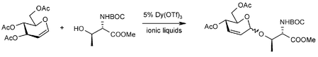 Graphical abstract: Dy(OTf)3-immobilized in ionic liquids: a novel and recyclable reaction media for the synthesis of 2,3-unsaturated glycopyranosides