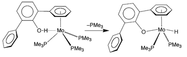 Graphical abstract: A non-classical hydrogen bond in the molybdenum arene complex [η6-C6H5C6H3(Ph)OH]Mo(PMe3)3: evidence that hydrogen bonding facilitates oxidative addition of the O–H bond