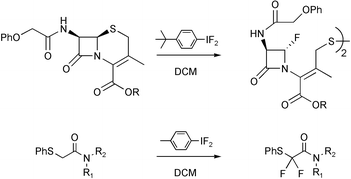 Graphical abstract: Fluorination of sulfanyl amides using difluoroiodoarene reagents