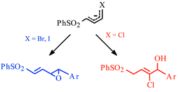 Graphical abstract: Reactions of lithiated (E)-3-halo-1-phenylsulfonylprop-1-enes and (Z)-1-halo-3-phenylsulfonylprop-1-enes with aldehydes