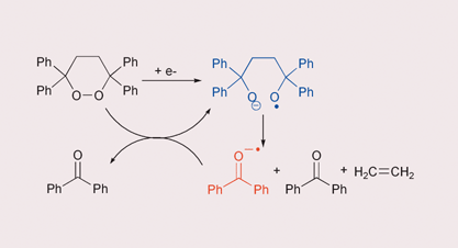 Graphical abstract: Radical anion chain process initiated by a dissociative electron transfer to a monocyclic endoperoxide.