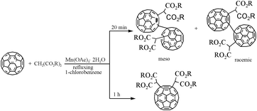 Graphical abstract: Reaction of [60]fullerene with free radicals generated from active methylene compounds by manganese(iii) acetate dihydrate