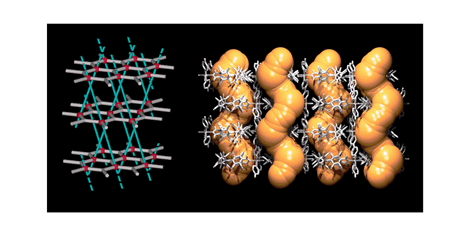 Graphical abstract: A new (63)·(69.81) non-interpenetrated paramagnetic network with helical nanochannels based on a tricarboxylic perchlorotriphenylmethyl radical