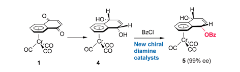 Graphical abstract: Desymmetrization of a meso-diol complex derived from [Cr(CO)3(η6-5,8-naphthoquinone)]: use of new diamine acylation catalysts