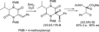 Graphical abstract: Diastereoselective conjugate reduction with samarium diiodide: asymmetric synthesis of methyl (2S,3R)-N-acetyl-2-amino-2,3-dideuterio-3-phenylpropionate