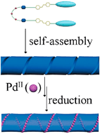 Graphical abstract: Spatial organization and patterning of palladium nanoparticles on a self-assembled helical ribbon lipid