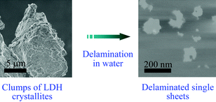 Graphical abstract: Delamination of layered double hydroxides in water