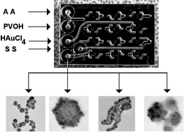 Graphical abstract: Formation of isolated and clustered Au nanoparticles in the presence of polyelectrolyte molecules using a flow-through Si chip reactor