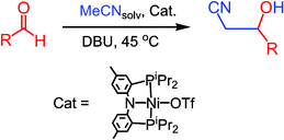 Graphical abstract: Efficient nickel catalyst for coupling of acetonitrile with aldehydes