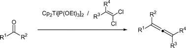 Graphical abstract: Titanocene(ii)-promoted carbonyl allenation utilizing 1,1-dichloroalk-1-enes