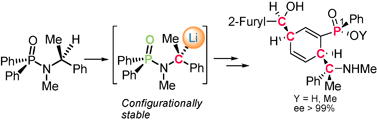 Graphical abstract: Unprecedented asymmetric induction through configurationally stable lithium N-(α-methylbenzyl)phosphinamides. A new entry to enantiomerically pure γ-aminophosphinic acids and esters