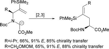 Graphical abstract: Chirality transfer in the aza-[2,3]-Wittig sigmatropic rearrangement