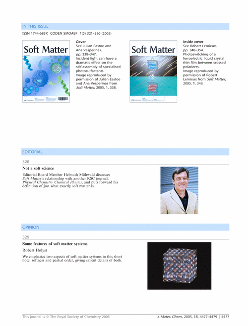 Soft Matter Issue 5 Contents: free access to J. Mater. Chem. subscribers