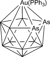 Graphical abstract: Pentahapto-bonded gold heteroborane clusters [3-(R3P)-closo-2,1-AuTeB10H10]− and [3-(R3P)-closo-3,1,2-AuAs2B9H9]−