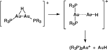 Graphical abstract: Gas-phase synthesis and reactivity of binuclear gold hydride cations, (R3PAu)2H+ (R = Me and Ph)