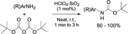 Graphical abstract: HClO4–SiO2 as a new, highly efficient, inexpensive and reusable catalyst for N-tert-butoxycarbonylation of amines