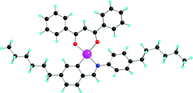 Graphical abstract: Orthometallated palladium(ii) imine complexes as candidate materials for the biaxial nematic phase. Crystal and molecular structure of three palladium imine complexes