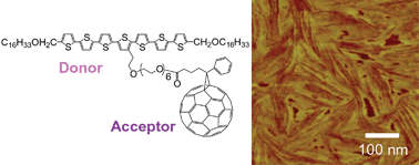 Graphical abstract: Supramolecular formation of fibrous nanostructure in donor–acceptor dyad film