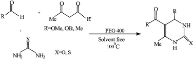 Graphical abstract: PEG-assisted solvent and catalyst free synthesis of 3,4-dihydropyrimidinones under mild reaction conditions