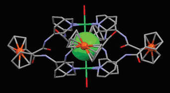 Graphical abstract: Self-assembled hetero-bimetallic coordination cage and cation-clusters with µ2-Cl bridging using a flexible two-arm ferrocene amide linker