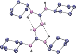 Graphical abstract: The first urea azine molecule and its coordination to uranium in the first actinide guanidinate complexes