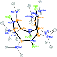 Graphical abstract: A new cyclic borazine species B8(NH)4(NMe2)8 containing a twelve-membered B8N4 ring