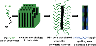 Graphical abstract: Core-crosslinked block copolymer nanorods as templates for grafting [SiMo12O40]4– Keggin ions