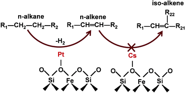 Graphical abstract: Pt/[Fe]ZSM-5 modified by Na and Cs cations: an active and selective catalyst for dehydrogenation of n-alkanes to n-alkenes
