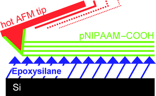 Graphical abstract: The nanopatterning of a stimulus-responsive polymer by thermal dip-pen nanolithography