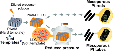 Graphical abstract: Fabrication of mesoporous Pt nanotubes utilizing dual templates under a reduced pressure condition