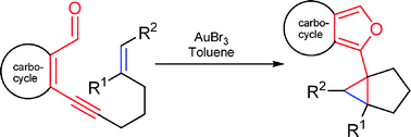Graphical abstract: Regioselectivities in alkyne activation: synthesis of 2-(bicyclo[3.1.0]hexan-1-yl)furan derivatives by Au-catalyzed cyclization and cyclopropanation