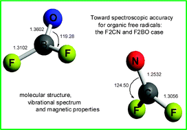 Graphical abstract: Assessment of a computational strategy approaching spectroscopic accuracy for structure, magnetic properties and vibrational frequencies of organic free radicals: the F2CN and F2BO case