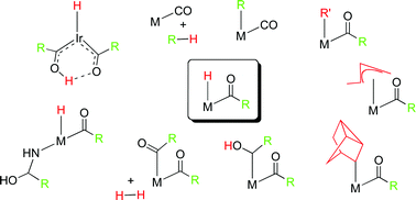 Graphical abstract: Aldehyde C–H activation with late transition metal organometallic compounds. Formation and reactivity of acyl hydrido complexes