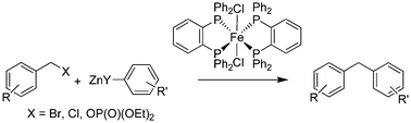 Graphical abstract: Iron-catalysed Negishi coupling of benzylhalides and phosphates