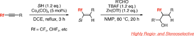 Graphical abstract: Remarkable access to fluoroalkylated trisubstituted alkenes via highly stereoselective cobalt-catalyzed hydrosilylation reaction of fluoroalkylated alkynes