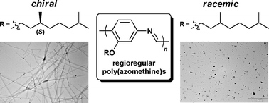 Graphical abstract: Nanofiber formation via the self-assembly of a chiral regioregular poly(azomethine)