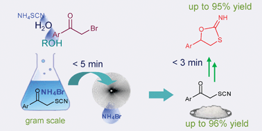 Graphical abstract: Simple and quick preparation of α-thiocyanate ketones in hydroalcoholic media. Access to 5-aryl-2-imino-1,3-oxathiolanes