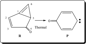 Graphical abstract: A theoretical study on the thermal ring opening rearrangement of 1H-bicyclo[3.1.0]hexa-3,5-dien-2-one: a case of two state reactivity