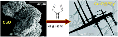 Graphical abstract: Spontaneous self-assembly of Cu2O@PPy nanowires and anisotropic crystals