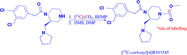 Graphical abstract: Direct fixation of [11C]-CO2 by amines: formation of [11C-carbonyl]-methylcarbamates