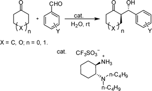 Graphical abstract: Enantioselective aldol reaction of cyclic ketones with aryl aldehydes catalyzed by a cyclohexanediamine derived salt in the presence of water