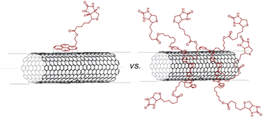 Graphical abstract: Non-covalent biofunctionalization of single-walled carbon nanotubesviabiotin attachment by π-stacking interactions and pyrrole polymerization