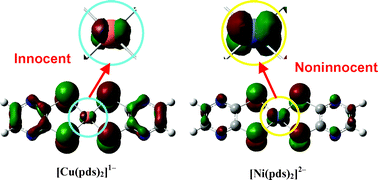 Graphical abstract: Innocence and noninnocence of the ligands in bis(pyrazine-2,3-dithiolate and -diselonate) d8-metal complexes. A theoretical and experimental study for the Cu(iii), Au(iii) and Ni(ii) cases