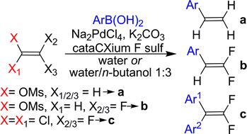 Graphical abstract: Retracted article: Cross coupling in water: Suzuki–Miyaura vinylation and difluorovinylation of arylboronic acids