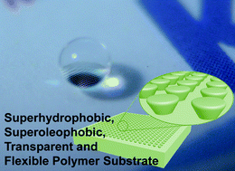 Graphical abstract: A robust superhydrophobic and superoleophobic surface with inverse-trapezoidal microstructures on a large transparent flexible substrate