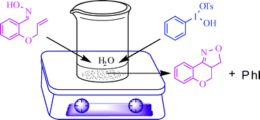 Graphical abstract: ‘On-water’ synthesis of chromeno-isoxazoles mediated by [hydroxy(tosyloxy)iodo]benzene (HTIB)